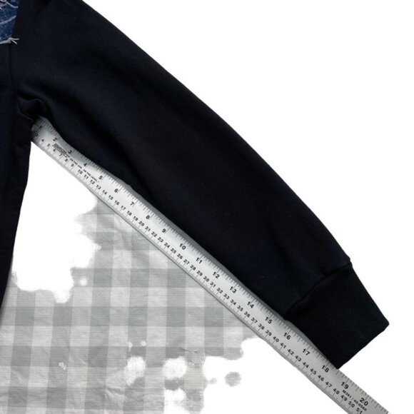 Diesel black hoodie sweatshirt 100% cotton black denim insert long sleeves Small - Picture 12 of 13